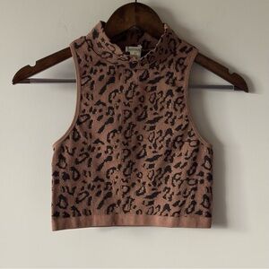 BOZZOLO LEOPARD CROP TOP TANK SIZE S/M BLACK / BROWN